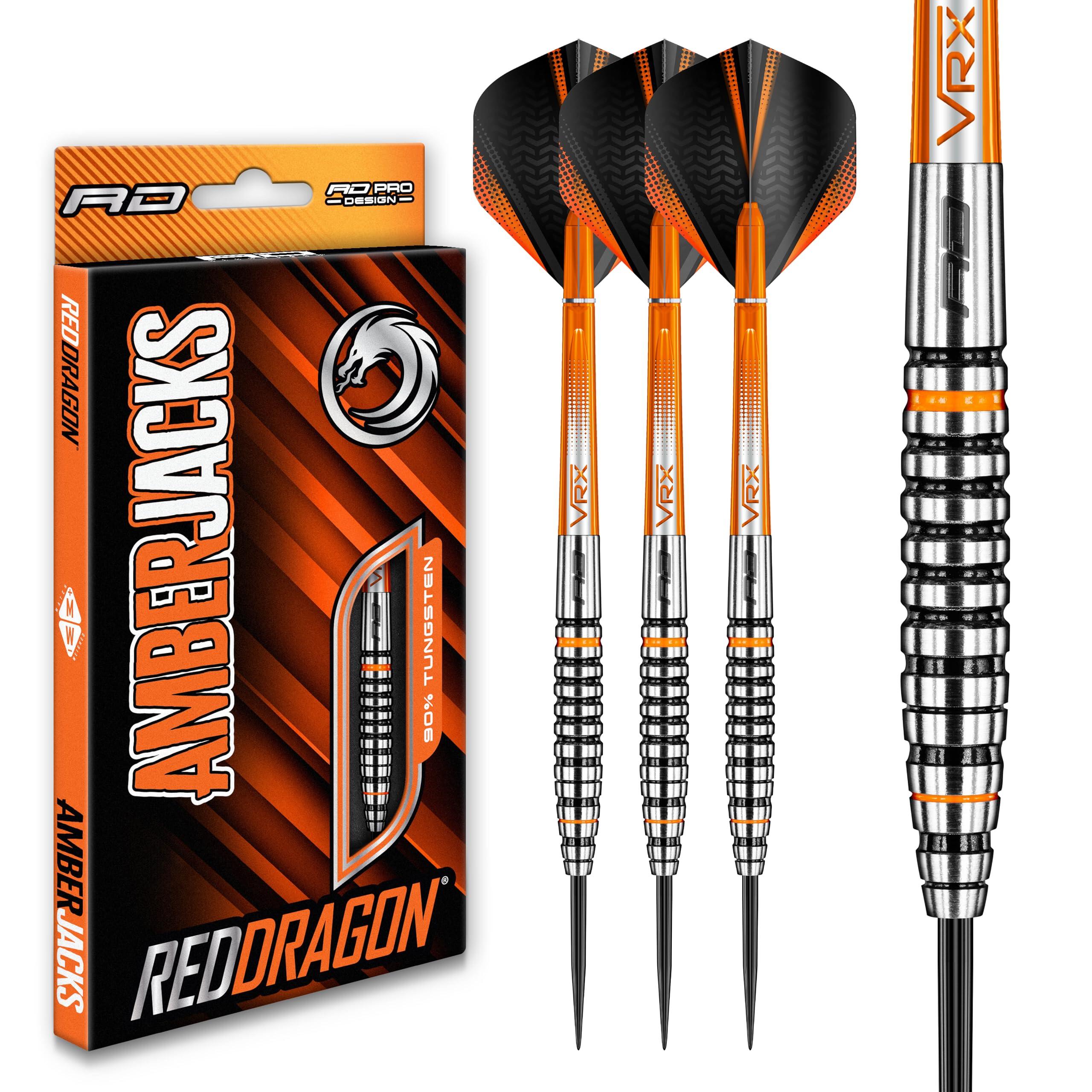 RED DRAGON DARTS Red Dragon Amberjack 14: 25g Tungsten Darts Set with Flights and Stems