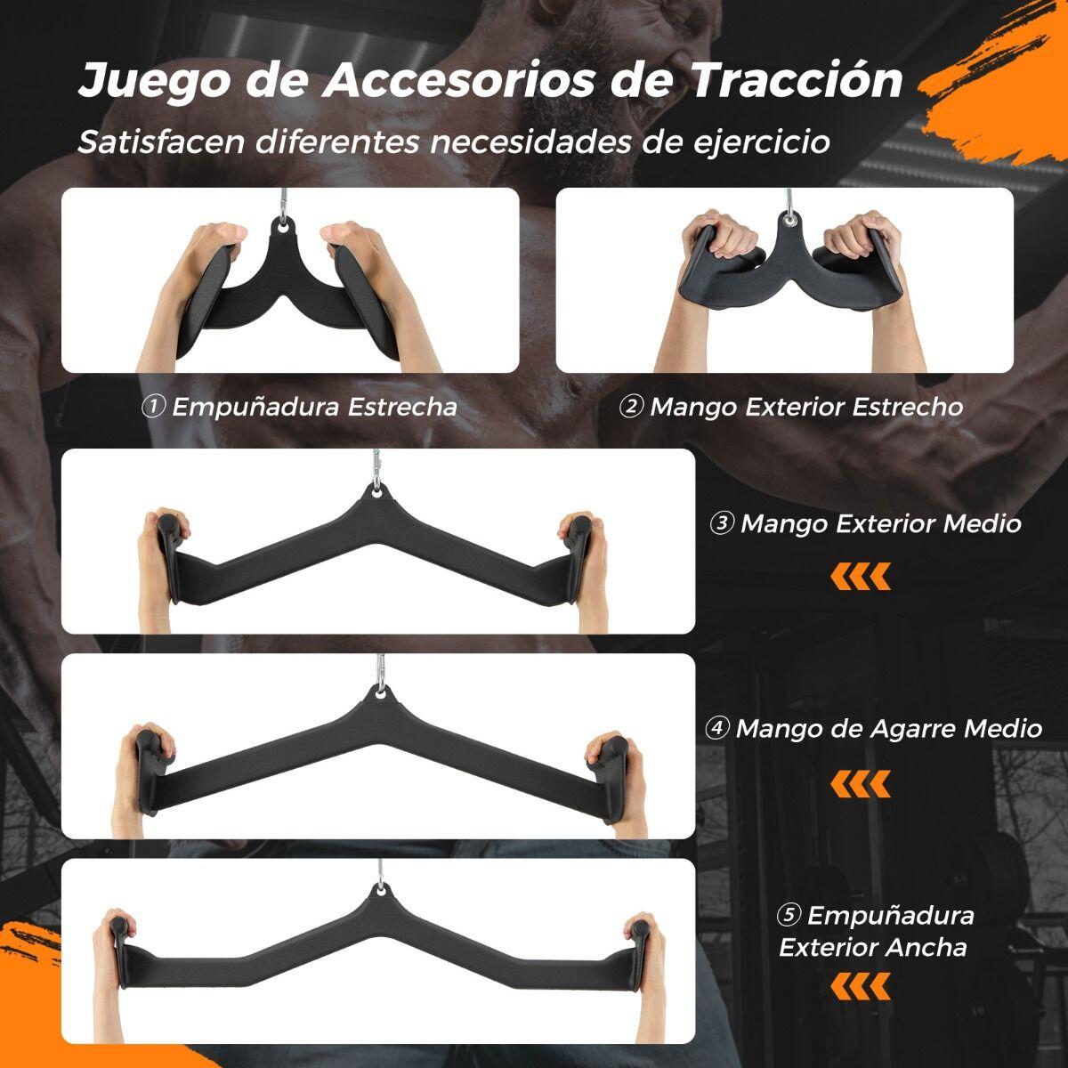 Kit Agarres Polea Tren Superior Fitness Negro OZIO FITNESS