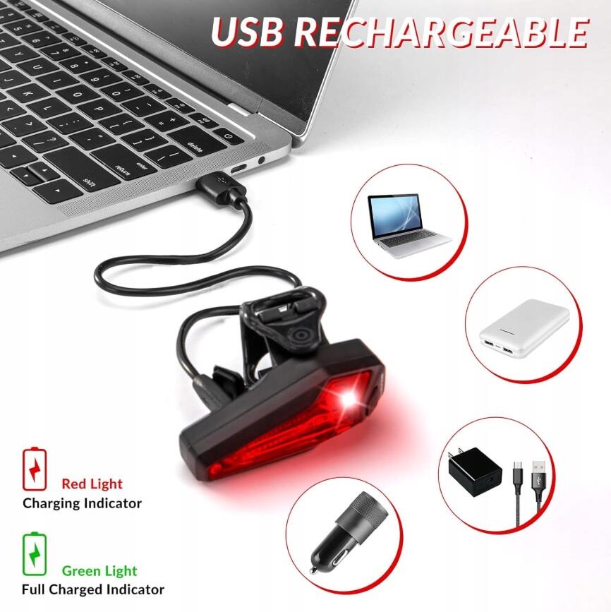 Lampka rowerowa tylna Rockbros LR-01 ładowanie USB 3/6