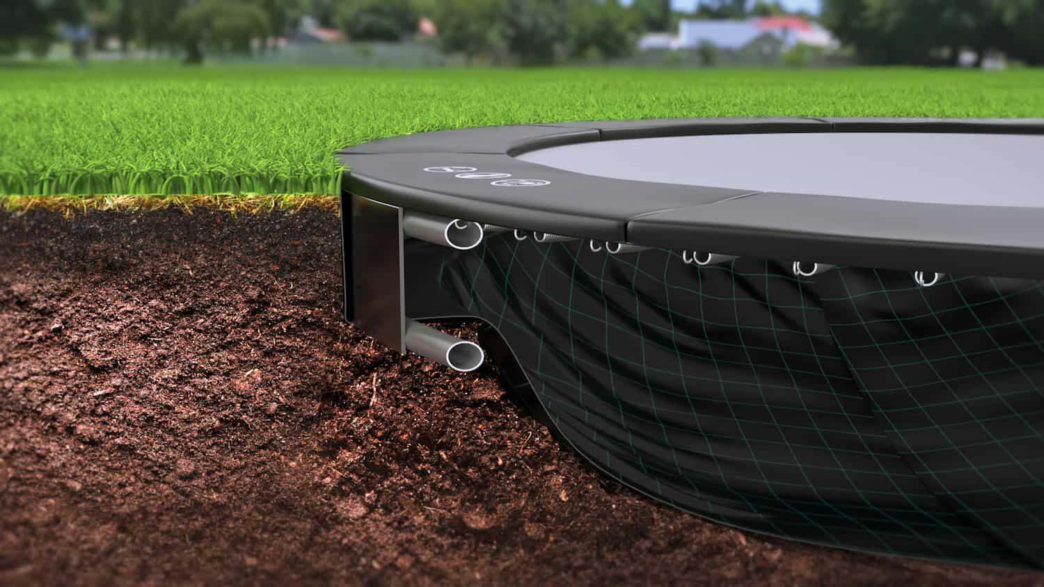 Trampoline rectangulaire plat au sol Akrobat Primus anthracite 335 x 244 cm 3/5
