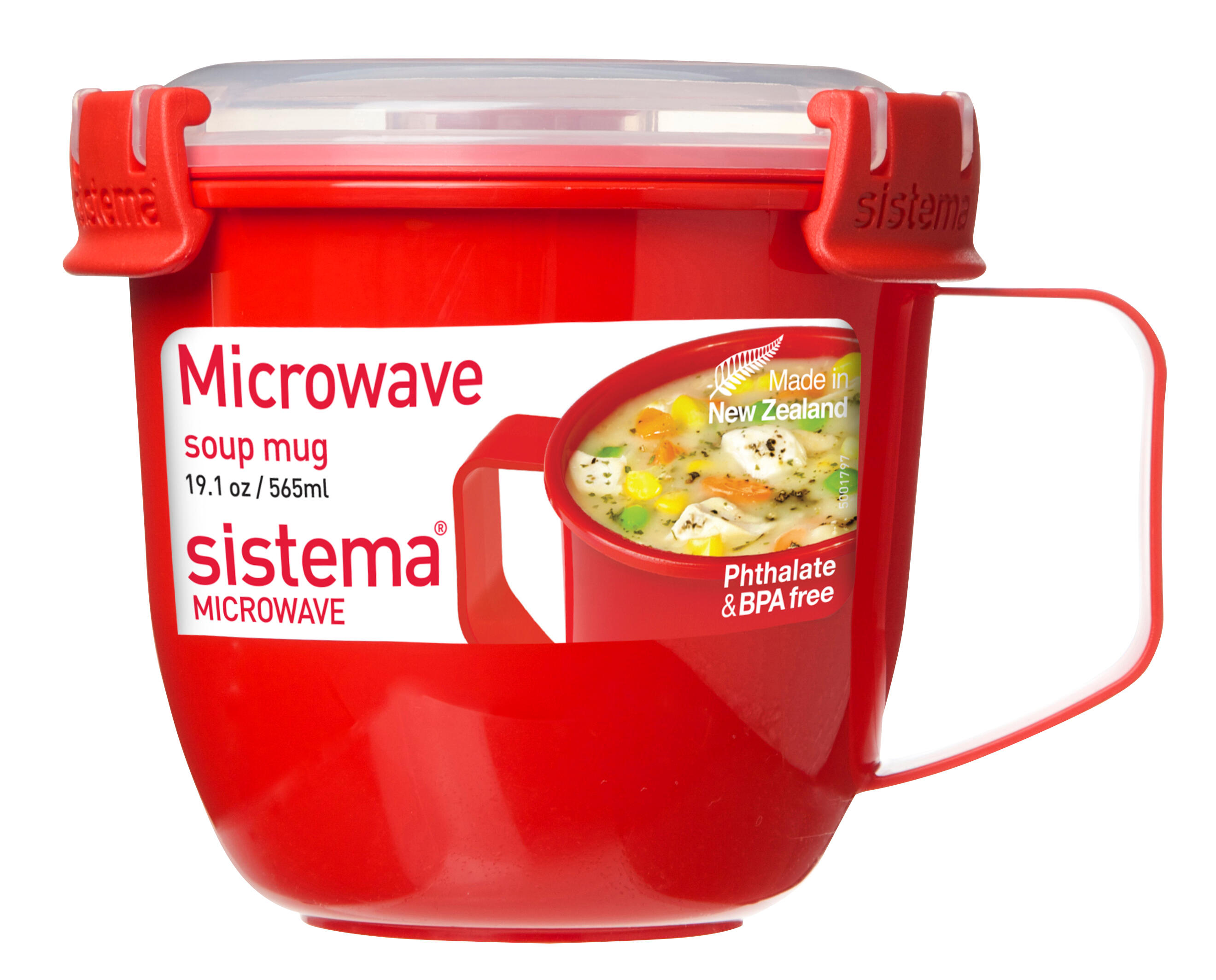 SISTEMA Hrnek na polévku do mikrovlnné trouby Microwave™ 565 ml, červená