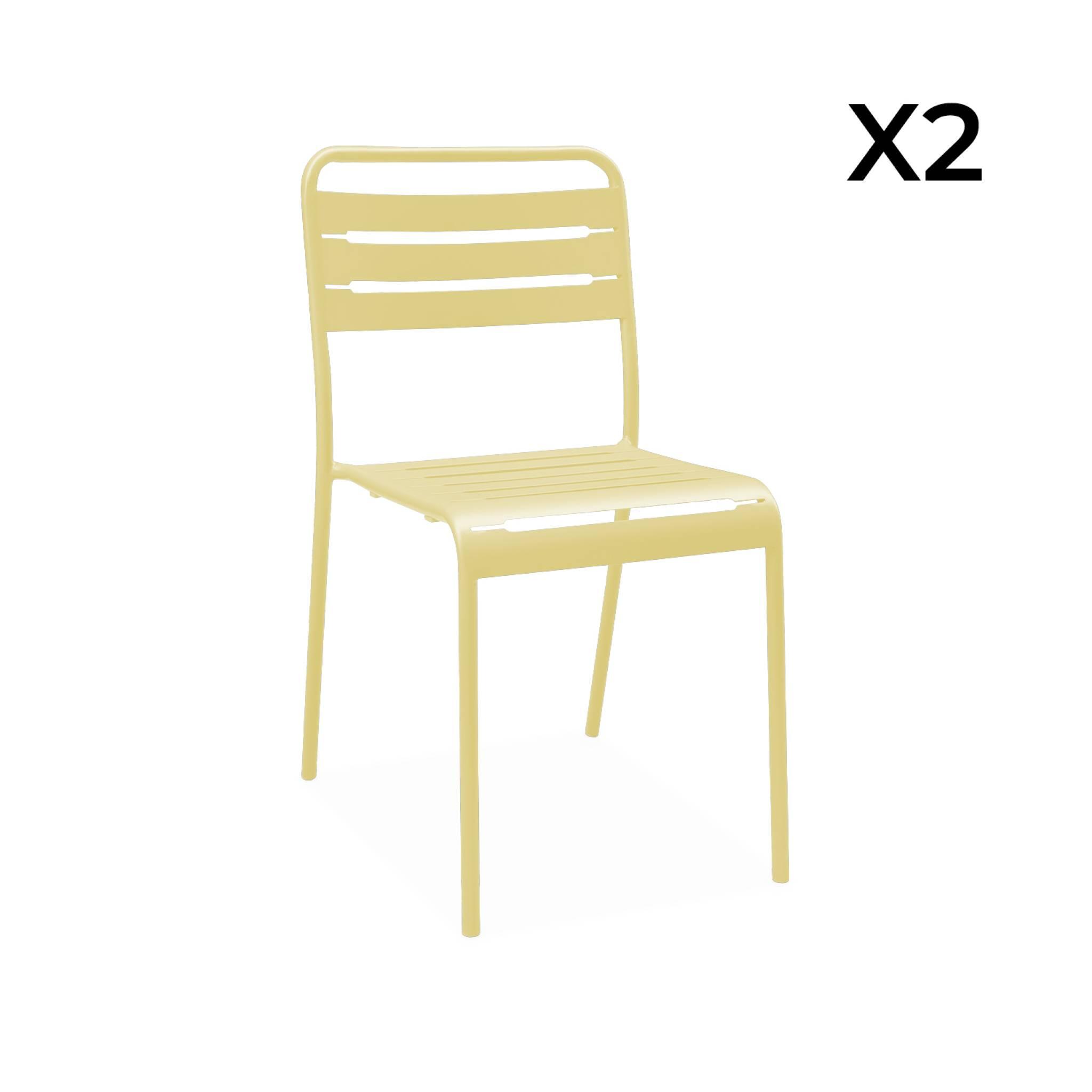 Mesa de jardim em metal com 2 cadeiras, Amarelo 6/6