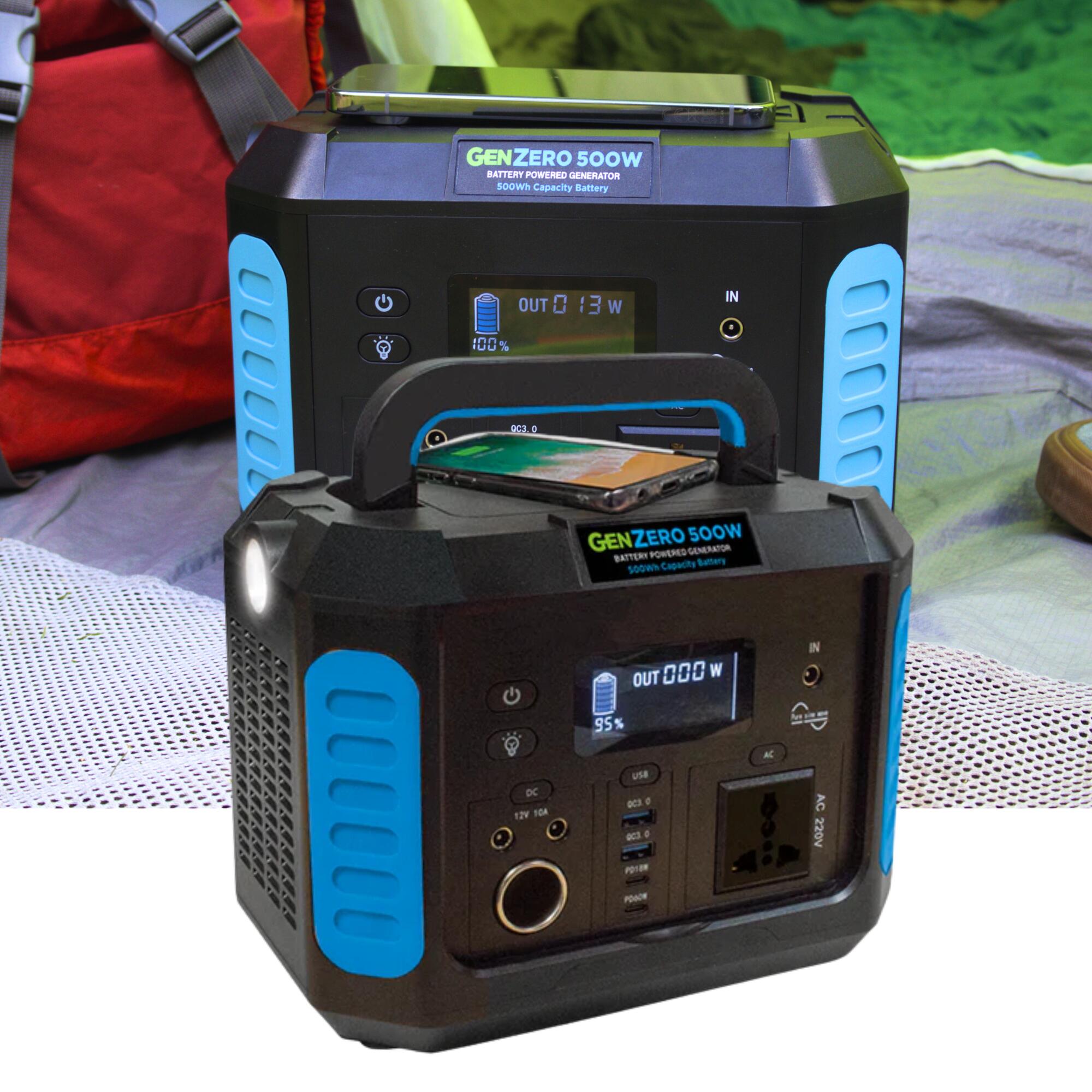 NIGHTSEARCHER GenZero 500W-500Wh Battery Powered Rechargeable Portable Power Station