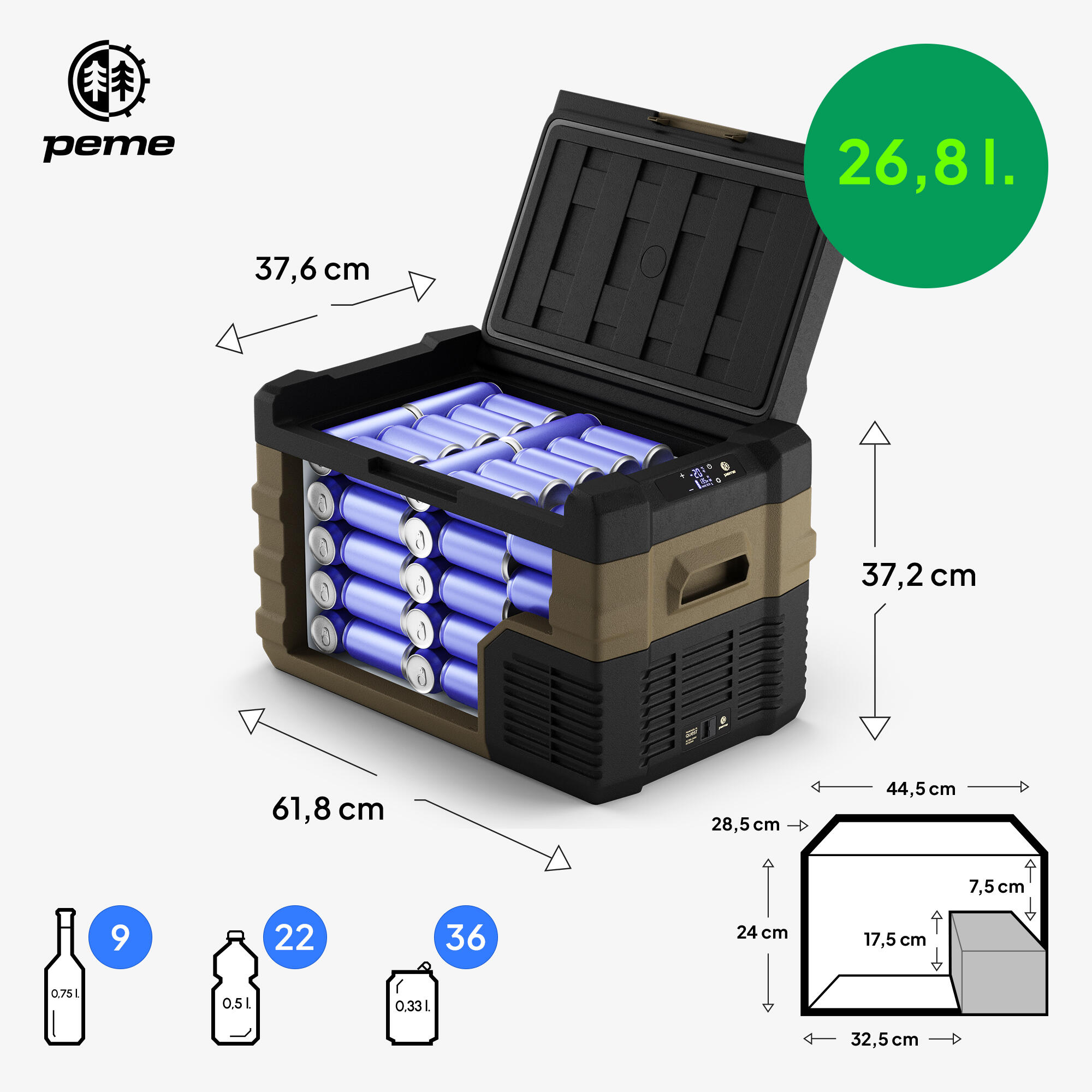 Frigo Portatile Peme Quest 30 12/230v caldo/freddo per campeggio 2/7