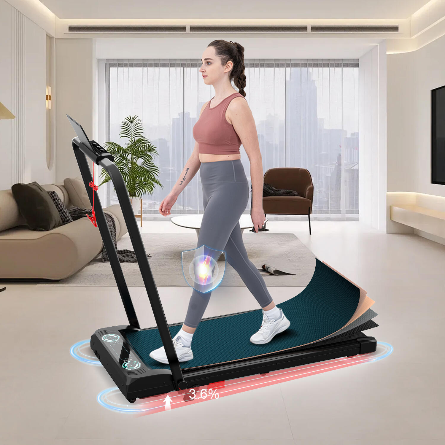 Cinta de Correr Plegable e Inclinable 3.6%-ZX4-1400W-10KM/H-LCD-Control Remoto 7/7