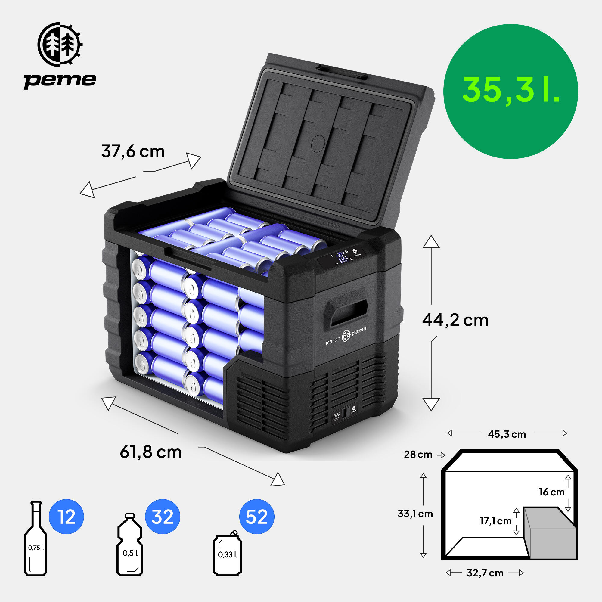 Glaciere électrique de camping Peme Quest 40 12/230v chaud/froid 2/7