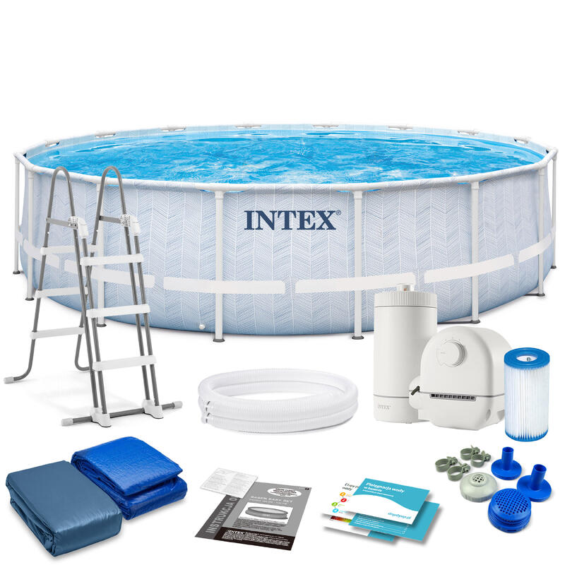 Piscina circular desmontável L c/estação de tratamento Chevron Prism Frame INTEX