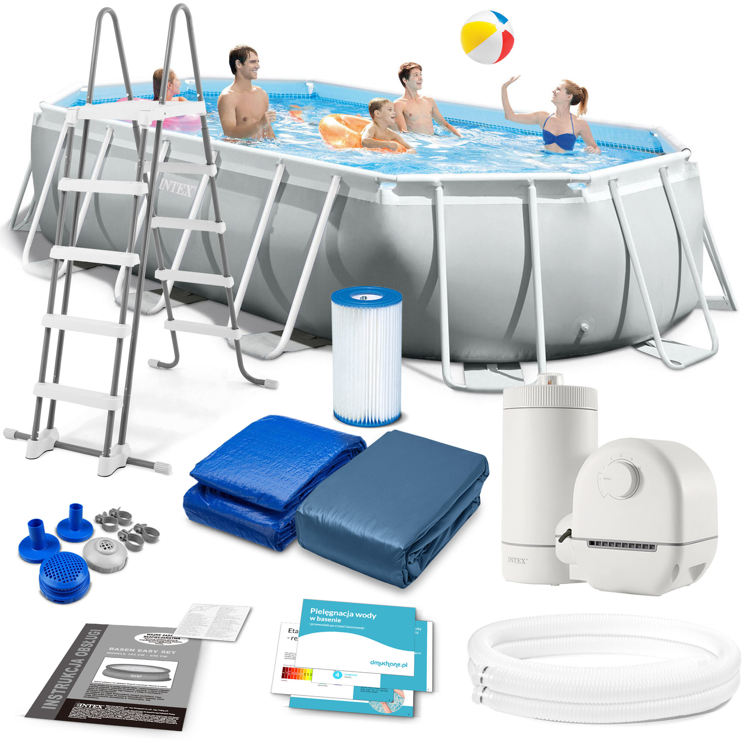 Piscina desmontável oval prisma frame intex 503x274x122 cm com bomba