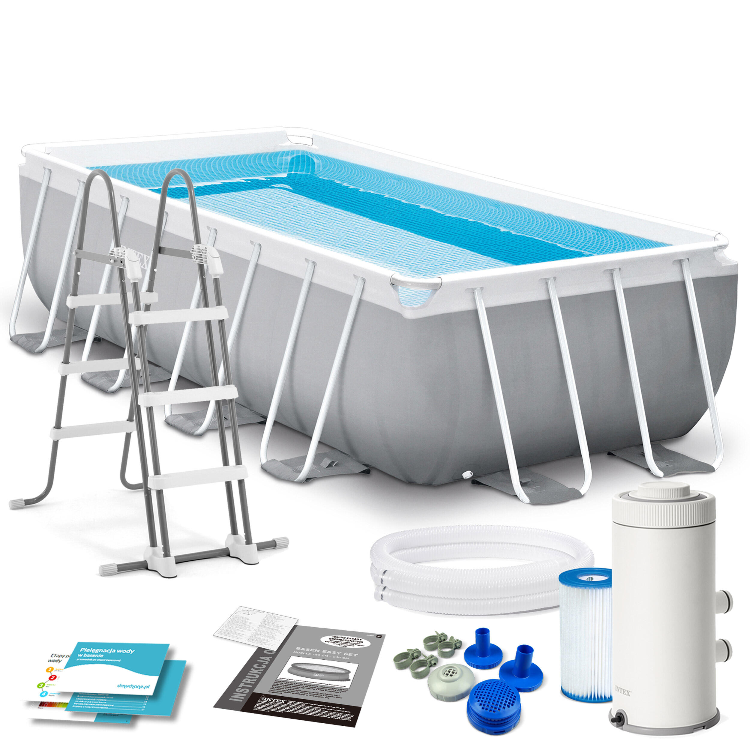 Piscina elevada retangular prisma frame intex 400x200x100 cm com bomba