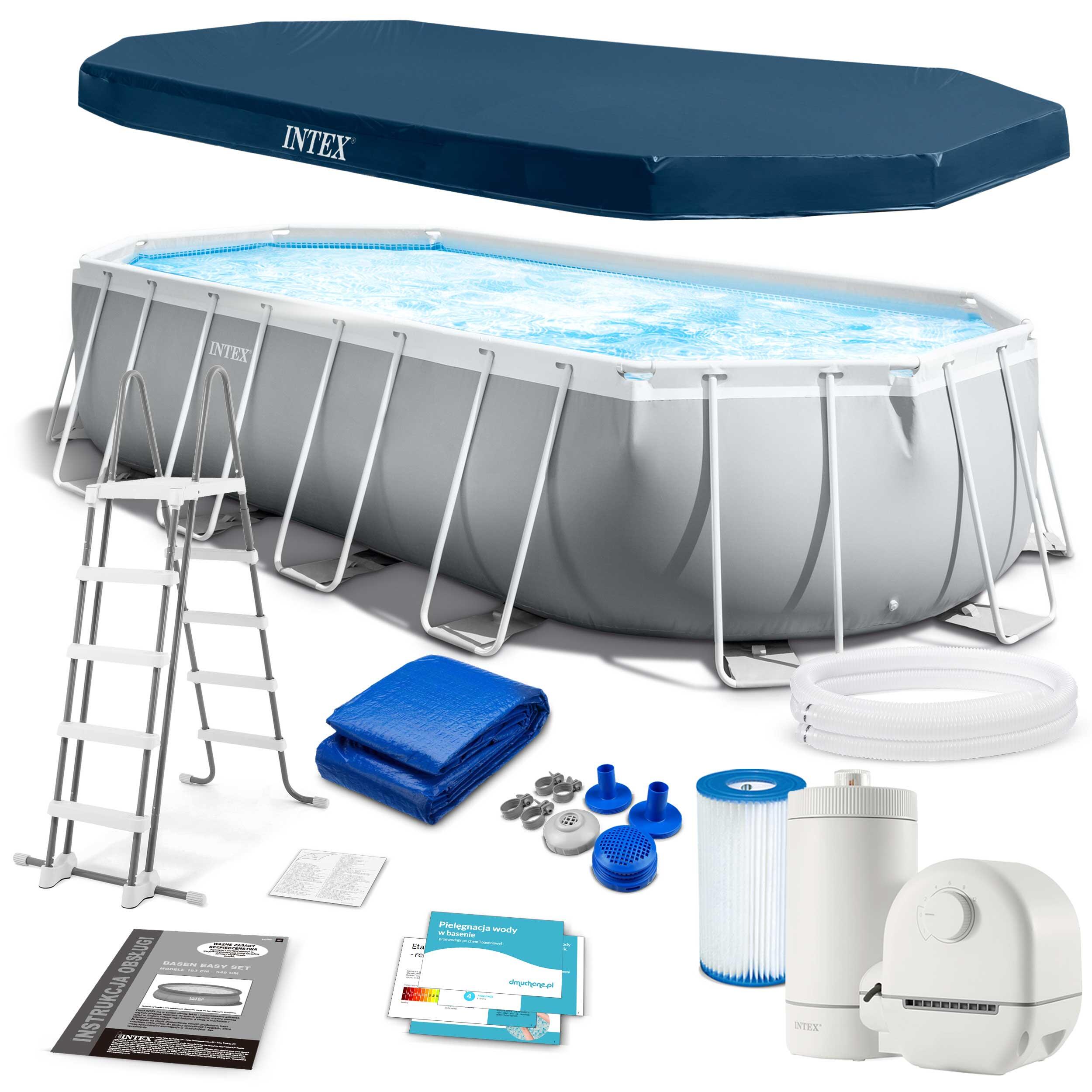 Intex - Piscine Tubulaire Intex Ovale Prism 6.10 X 3.05 X 1.22 M - Piscine - Gris - Taille Unique - Decathlon