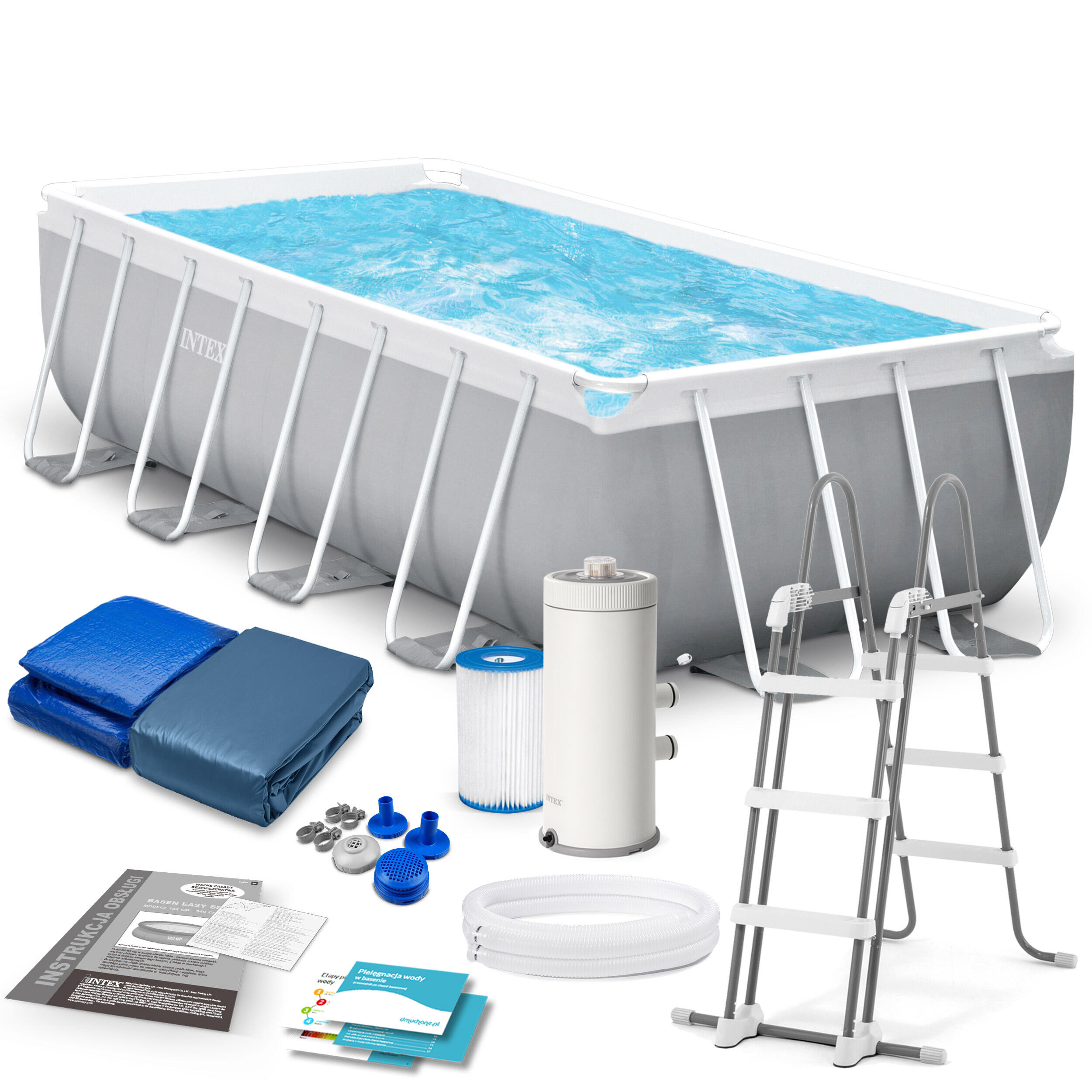 Intex - Piscine Tubulaire Rectangulaire Intex 4.88 X 2.44 X 1.07 M - Piscine - Gris - Taille Unique - Decathlon