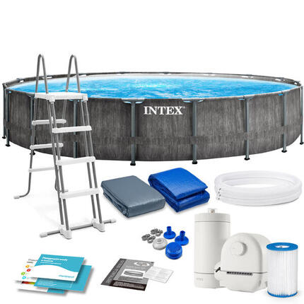 PISCINE TUBULAIRE INTEX ROND BALTIK EFFET BOIS 5.49 x 1.22 M