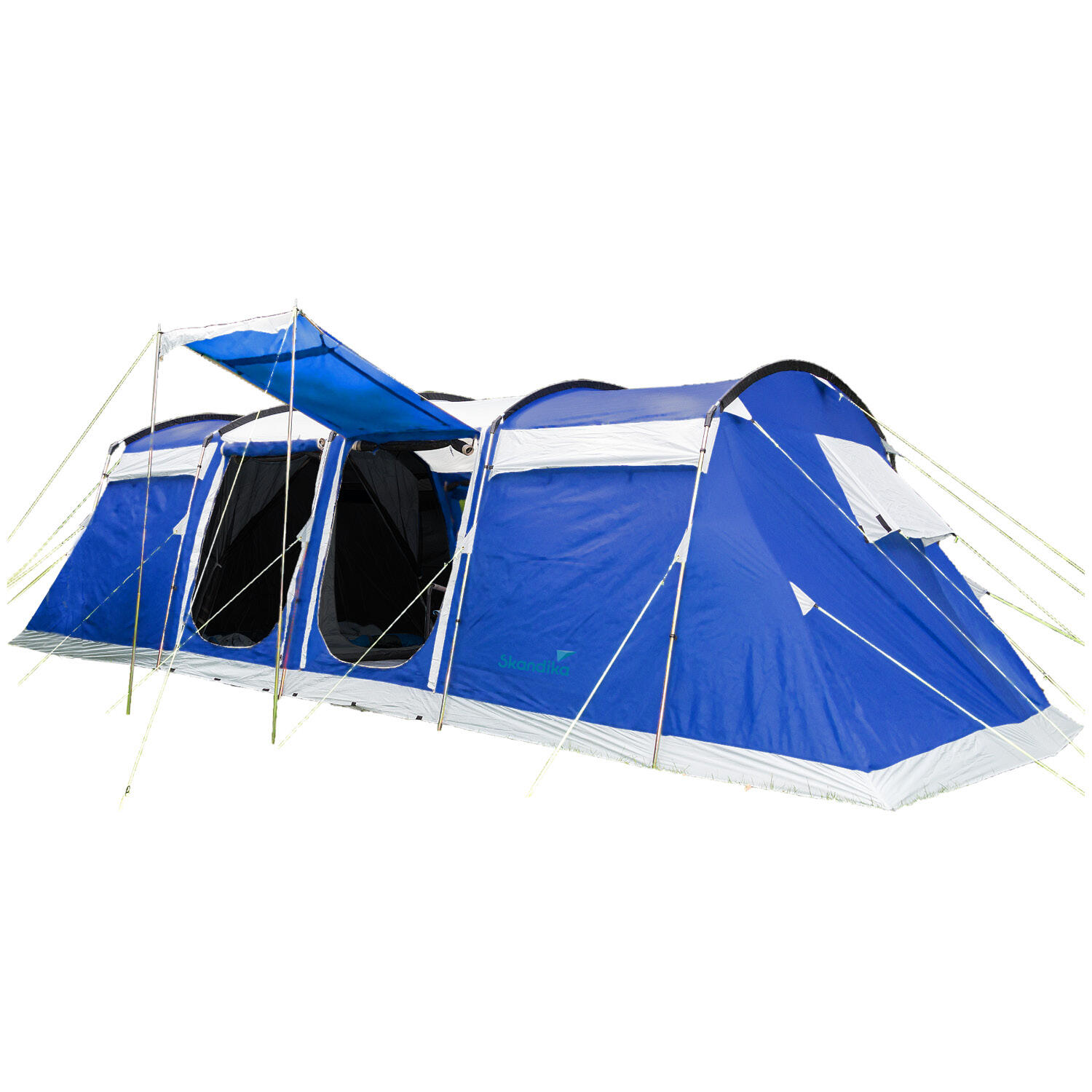 Skandika - Tente Tunnel De Camping Montana 10 Sleeper Protect - 10 Pers. - Cabines Noires - Tente - Bleu - Decathlon