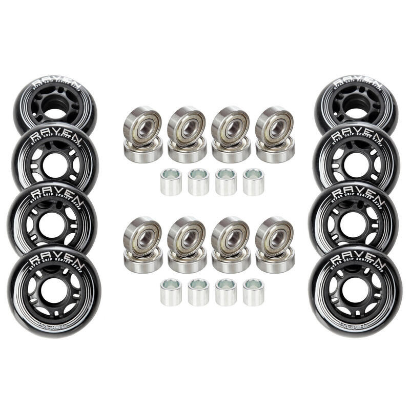 8x Kółka do rolek 72mm + 16x Łożyska Raven Abec7