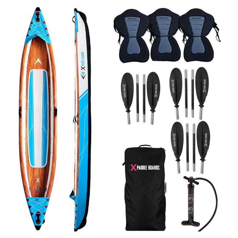 Canoe-kayak gonflabil pentru 3 persoane dropstitch 490 x 85 x 42 cm   K-BLUE