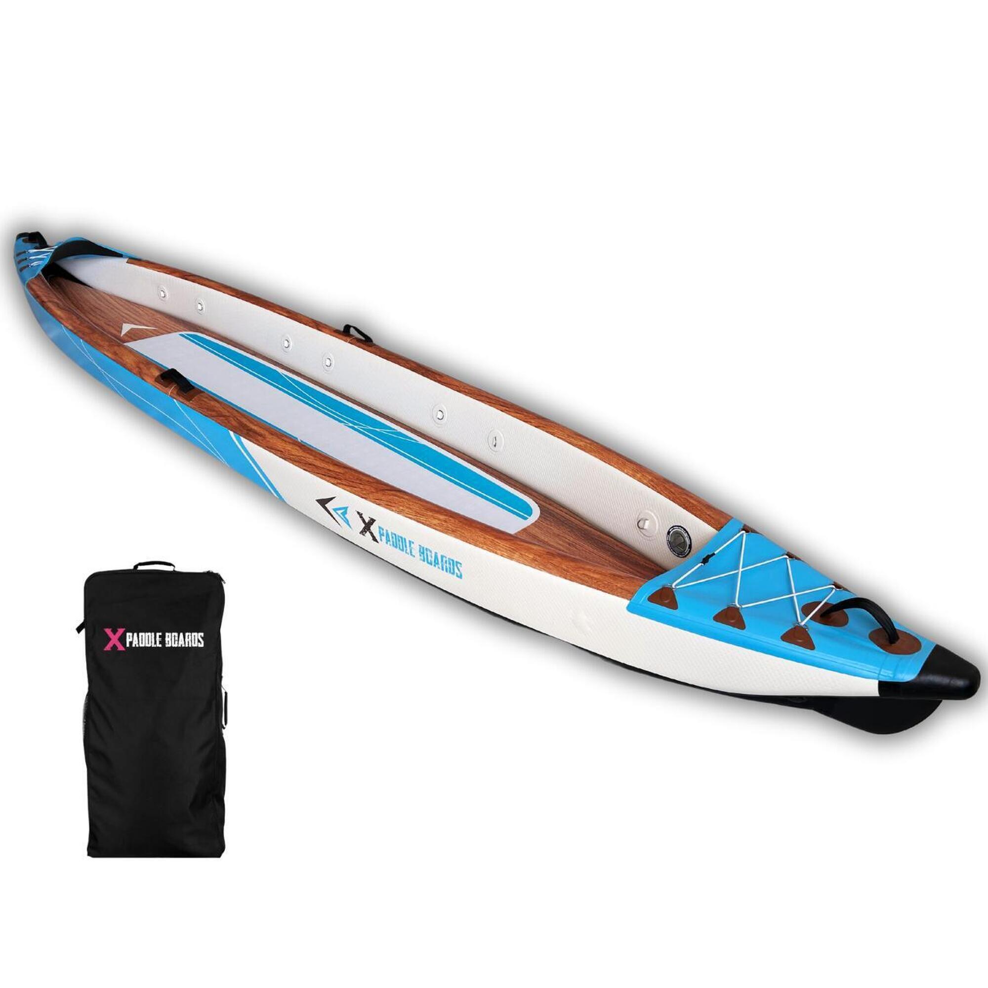 X PADDLE BOARDS Nafukovací kánoe-kajak pro 3 osoby dropstitch 490 x 85 x 42 cm K-BLUE