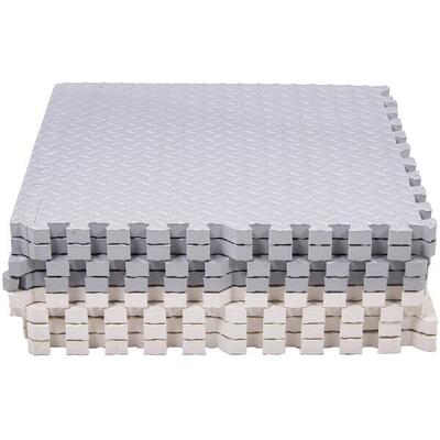 Mata składana puzzle piankowe dla dzieci 230x120 cm pianka EVA kremowo-szara