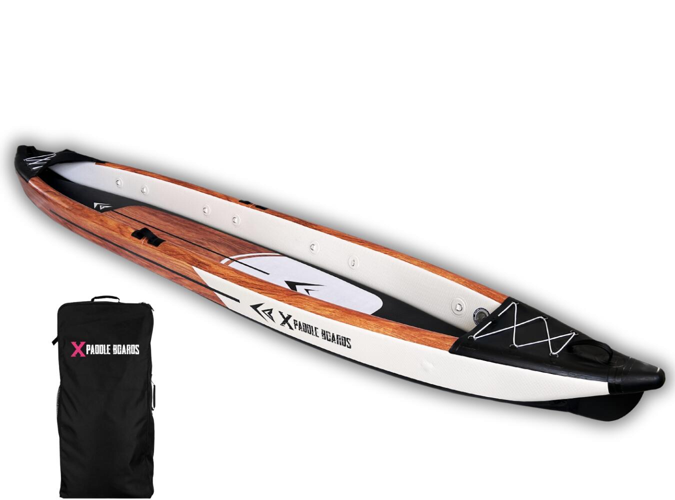 X PADDLE BOARDS Aufblasbares Kanu-Kajak 3-Sitzer Dropstitch 490 x 85 x 42 cm   K-BLACK