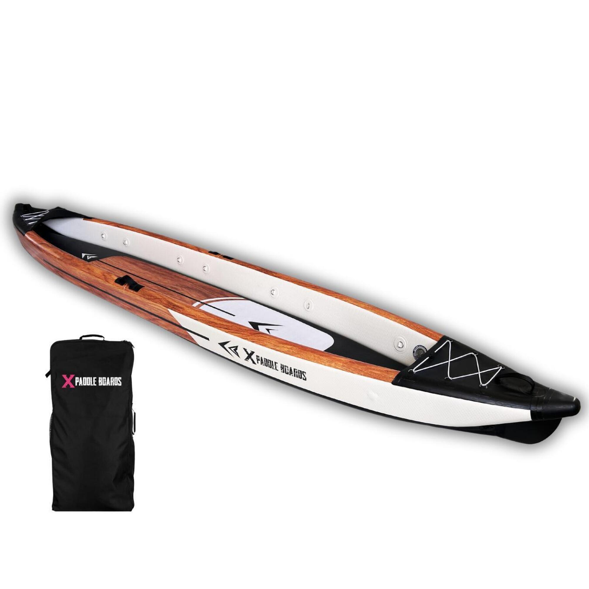 X PADDLE BOARDS Nafukovací kánoe-kajak pro 3 osoby dropstitch 490 x 85 x 42 cm K-BLACK