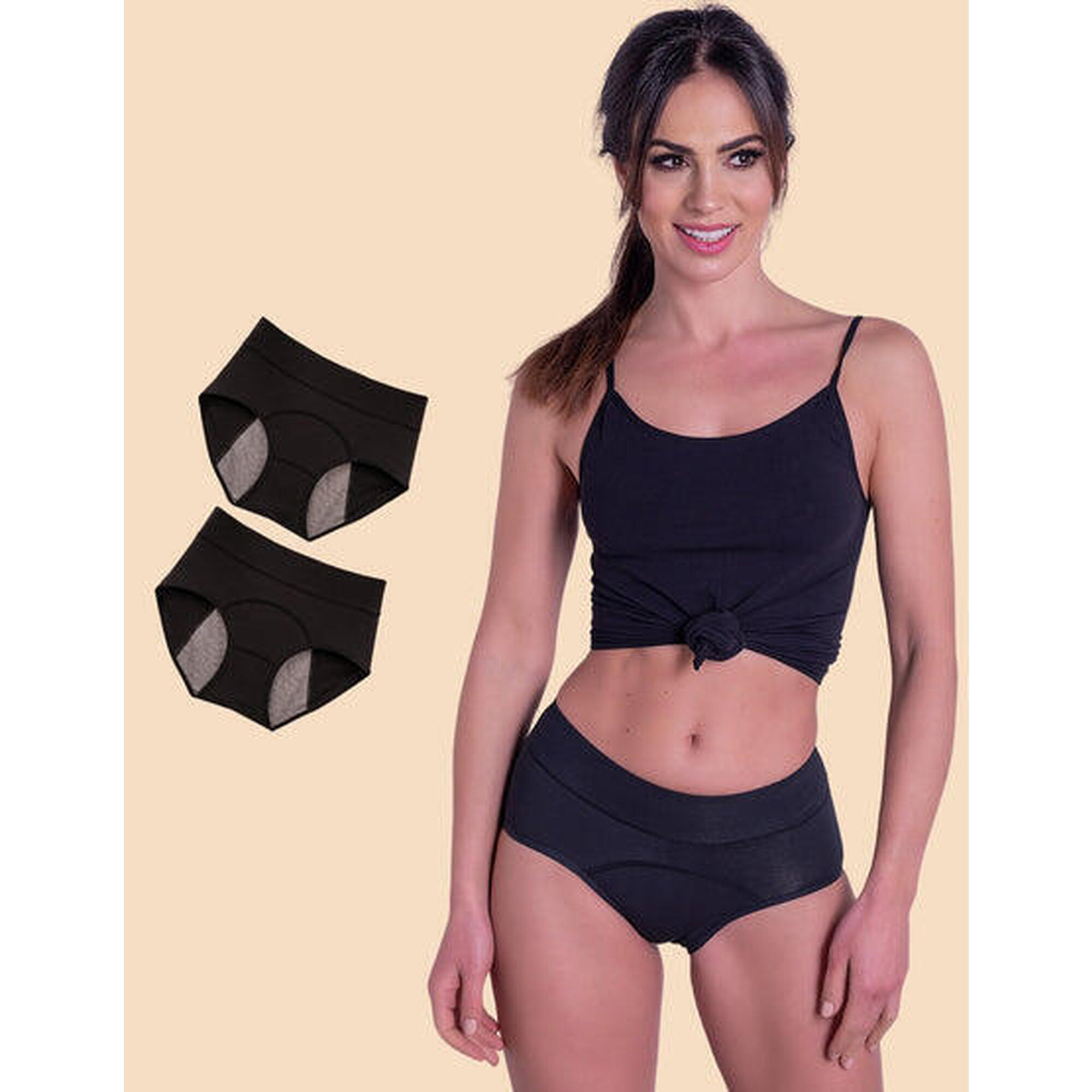 Anaissa - Pack 2 Culottes Menstruelles Flux Léger Coton Indy - Culotte - Noir - 52 2xl - Decathlon