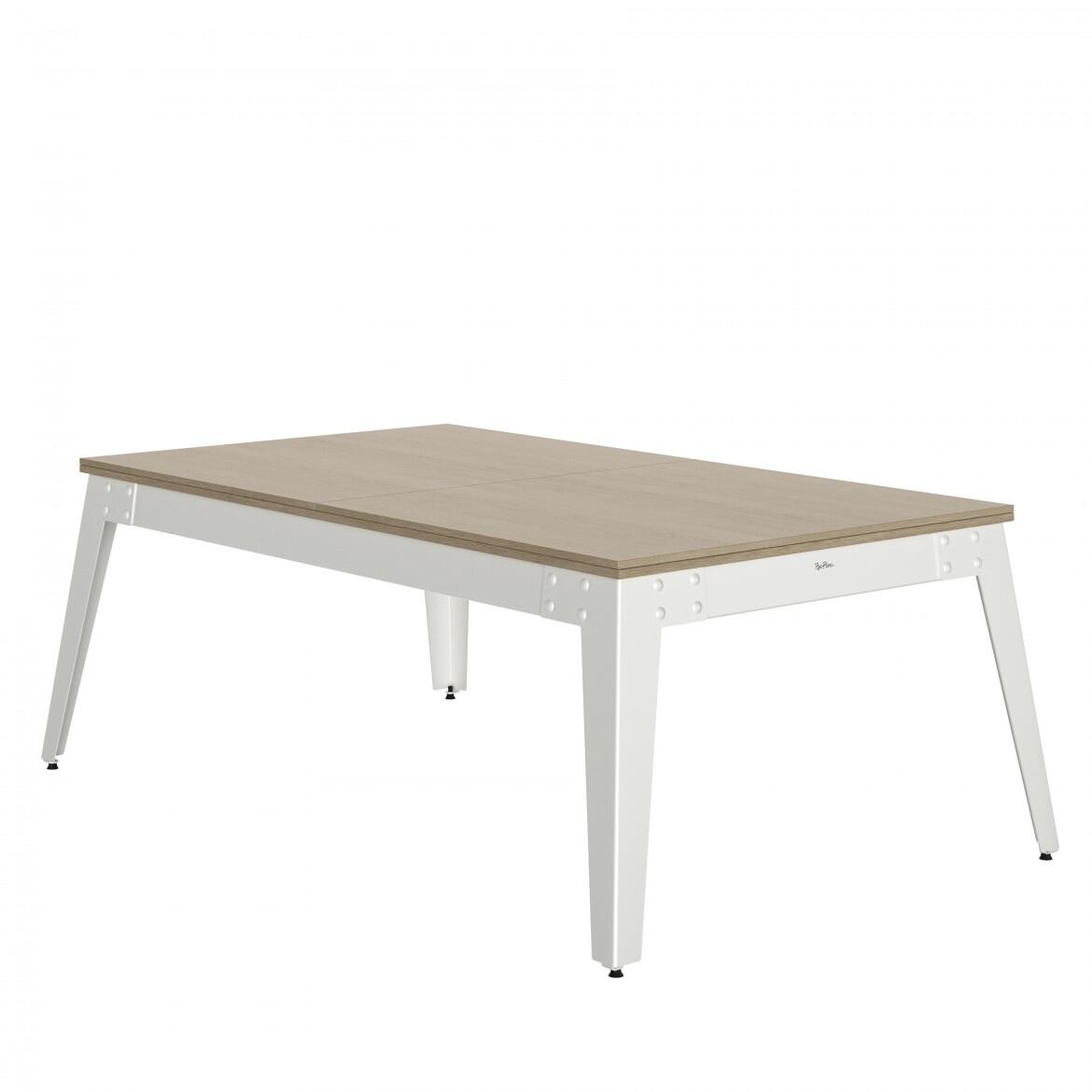 BILLARD STEEL OSLO - PIEDS BLANCS - DRAP ROUGE AVEC PLATEAUX TABLE 2/3