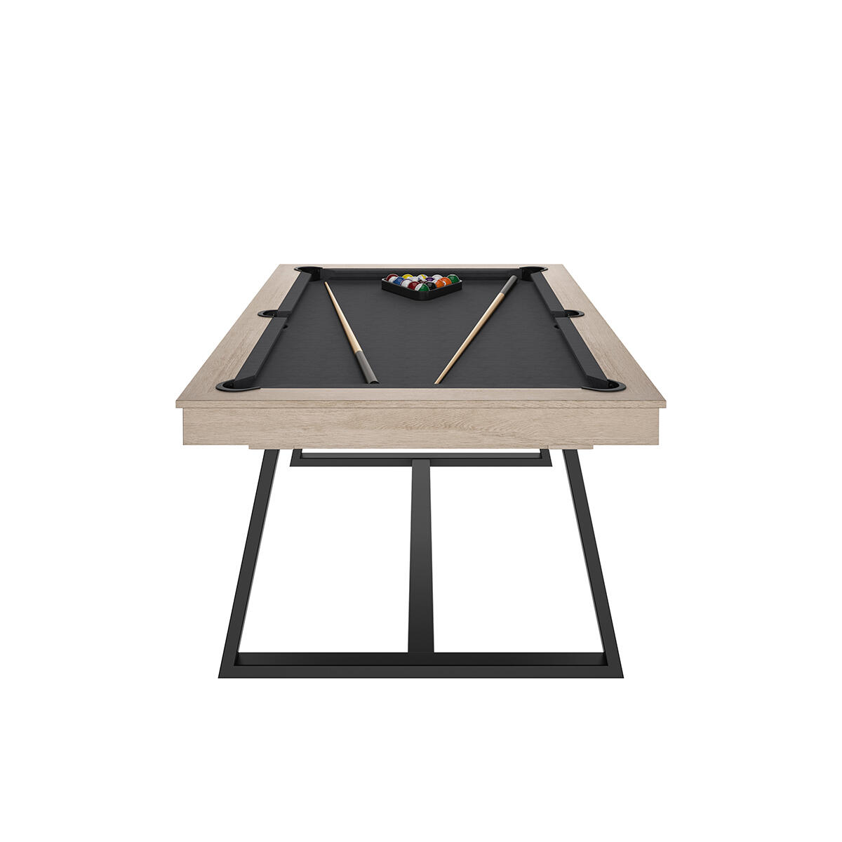 BILLARD BRIO OSLO - PIEDS NOIR - DRAP GREY AVEC PLATEAUX TABLE 4/5