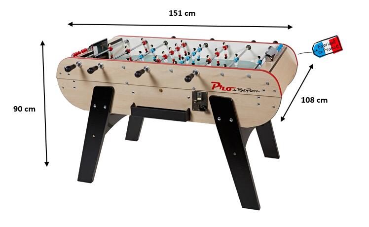 Baby-Foot Pro monnayeur - Fabrication française - L151 x l108x H90 - HETRE 4/5