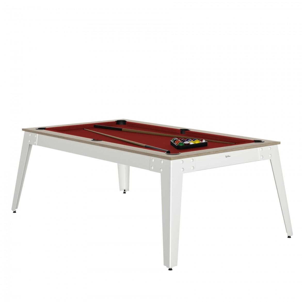 Rene Pierre - Billard Steel Oslo - Pieds Blancs - Drap Rouge Avec Plateaux Table - Billard - Beige|rouge - Taille Unique - Decathlon