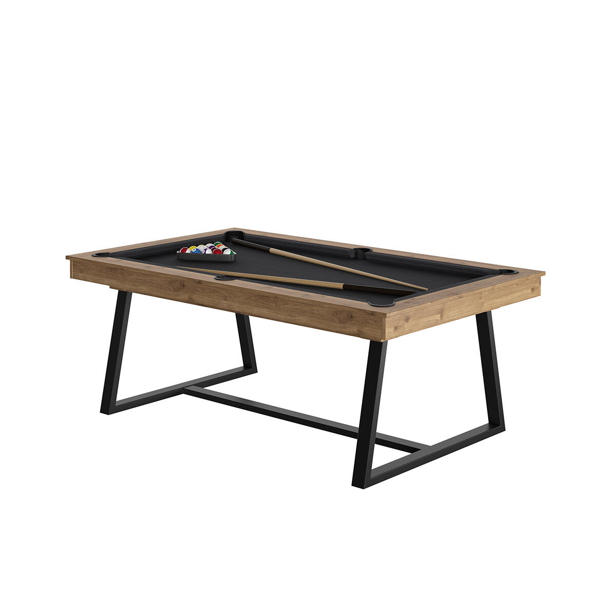 BILLARD BRIO CHENE SABLE - PIEDS NOIR - DRAP GREY AVEC PLATEAUX TABLE 2/5