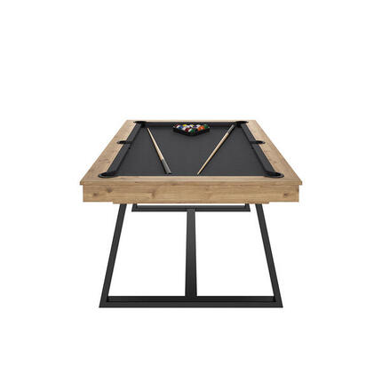 BILLARD BRIO CHENE SABLE - PIEDS NOIR - DRAP ROUGE AVEC PLATEAUX TABLE