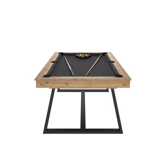 BILLARD BRIO CHENE SABLE - PIEDS NOIR - DRAP GREY AVEC PLATEAUX TABLE
