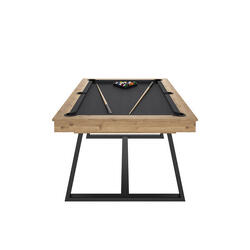 BILLARD BRIO CHENE SABLE - PIEDS NOIR - DRAP ROUGE AVEC PLATEAUX TABLE
