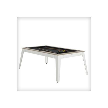 BILLARD STEEL OSLO - PIEDS BLANCS - DRAP VERT AVEC PLATEAUX TABLE