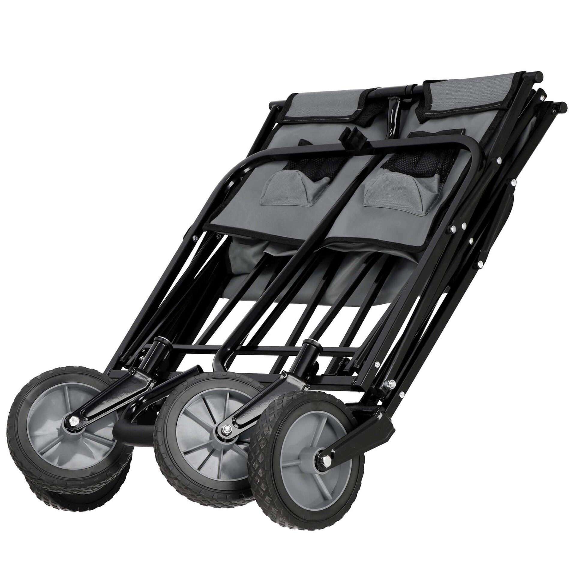 Wózek transportowy ogrodowy składany 80 kg szaro-czarny 7/7