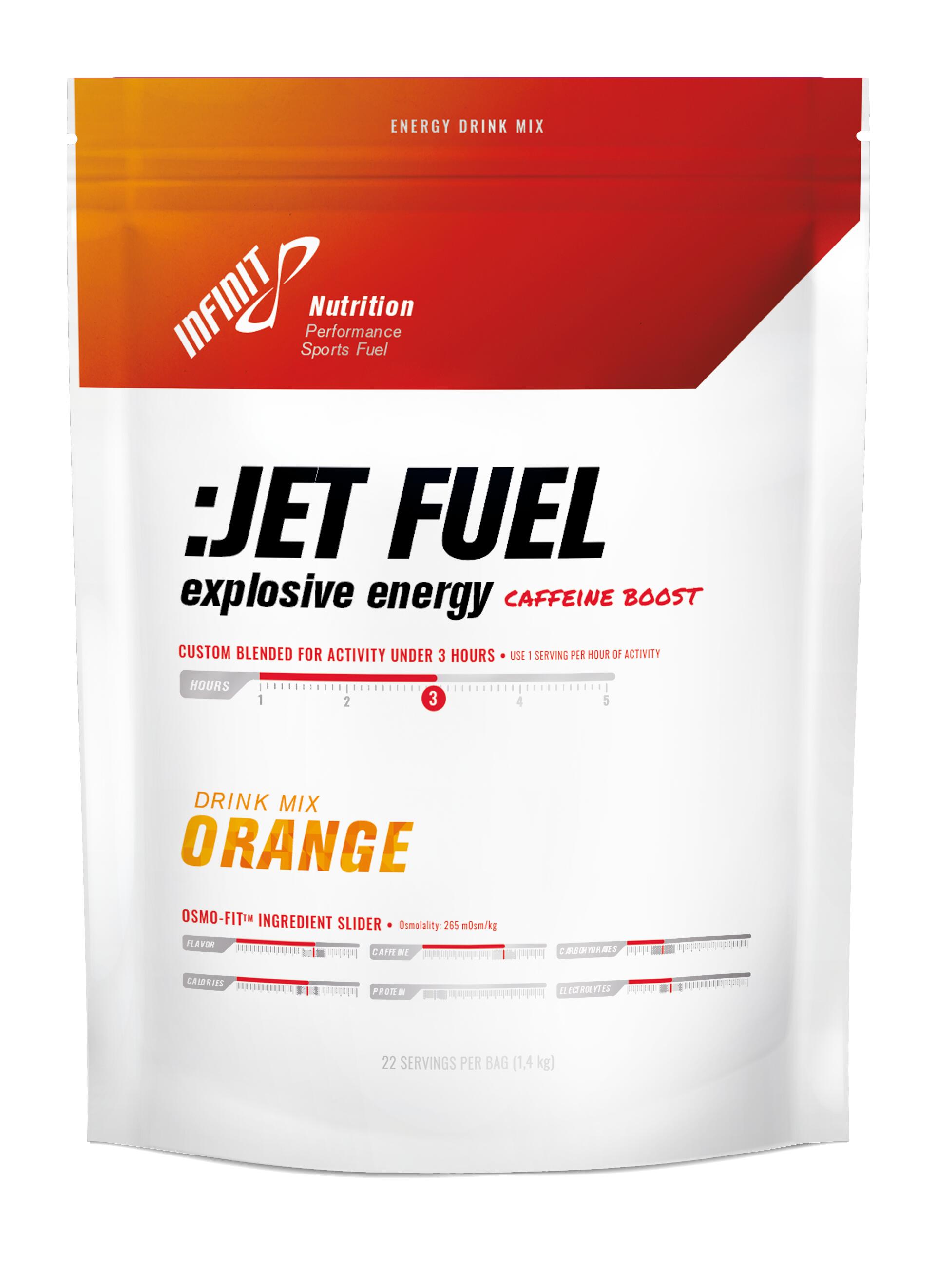 INFINIT Izotonický nápoj v prášku JET FUEL caffeine boost s příchutí pomeranč