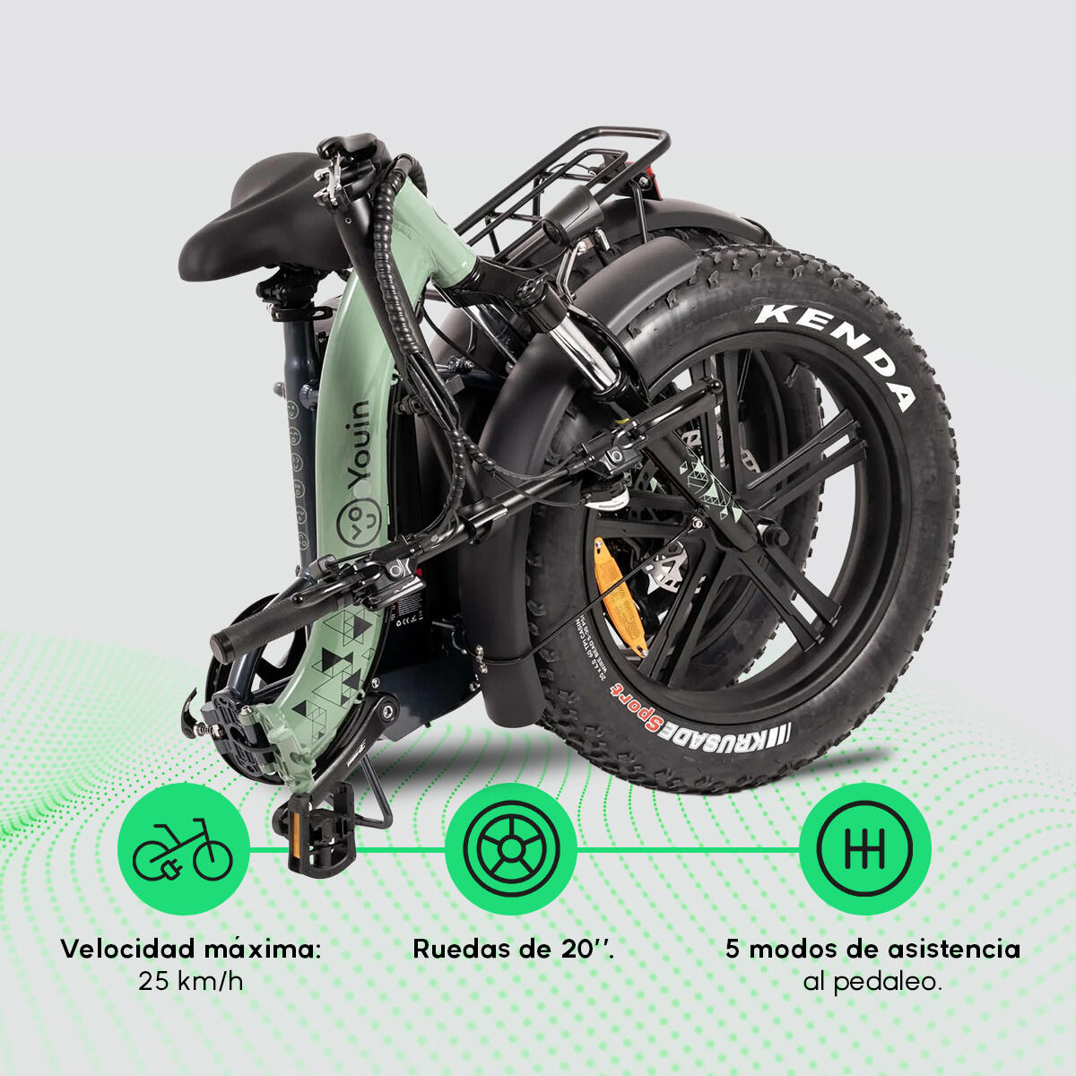 Bicicleta elétrica dobrável YOUIN Porto 20" 250W 45km 3/5