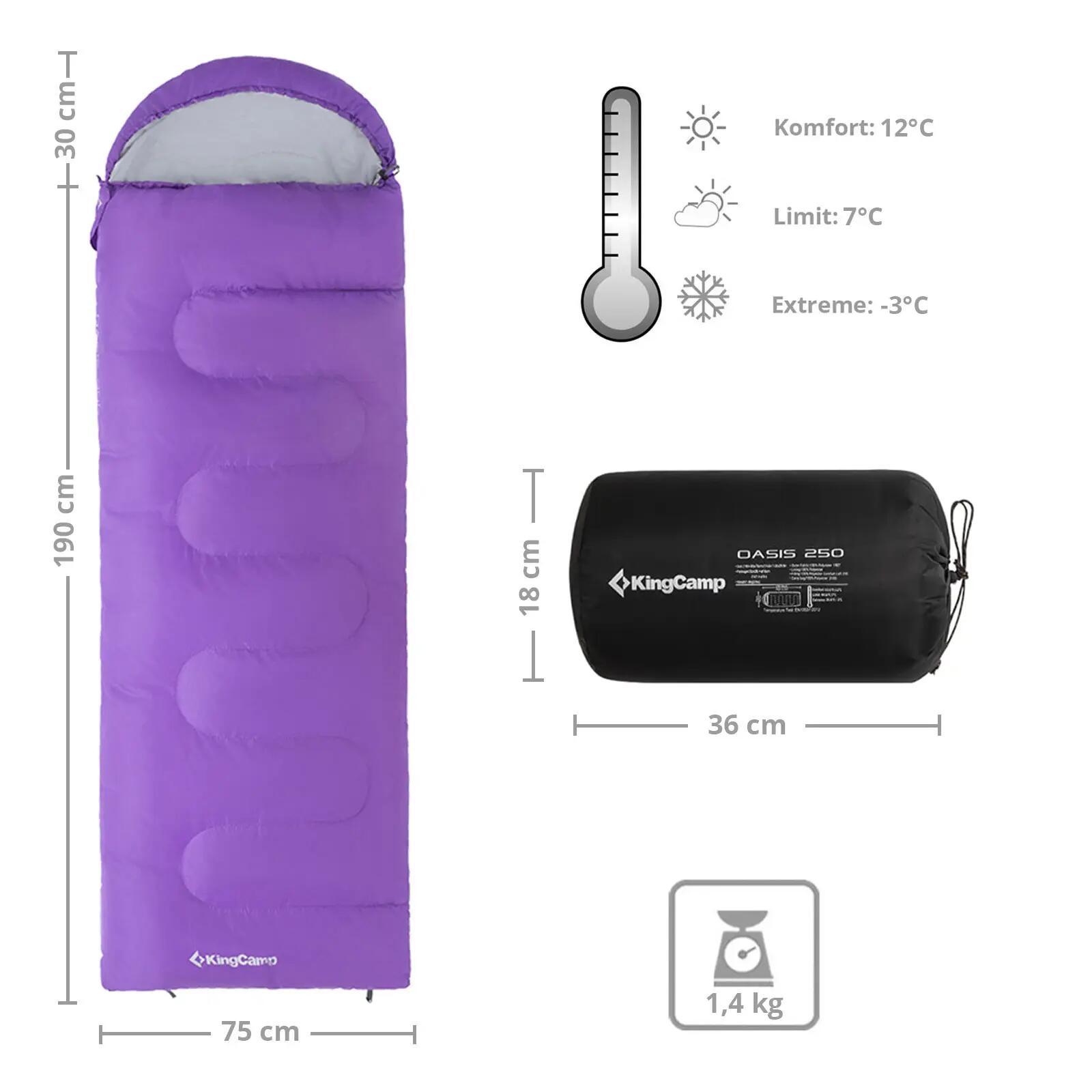 Sac de couchage d'été Oasis 250 Camping Outdoor 2,2m 12°C 2/7