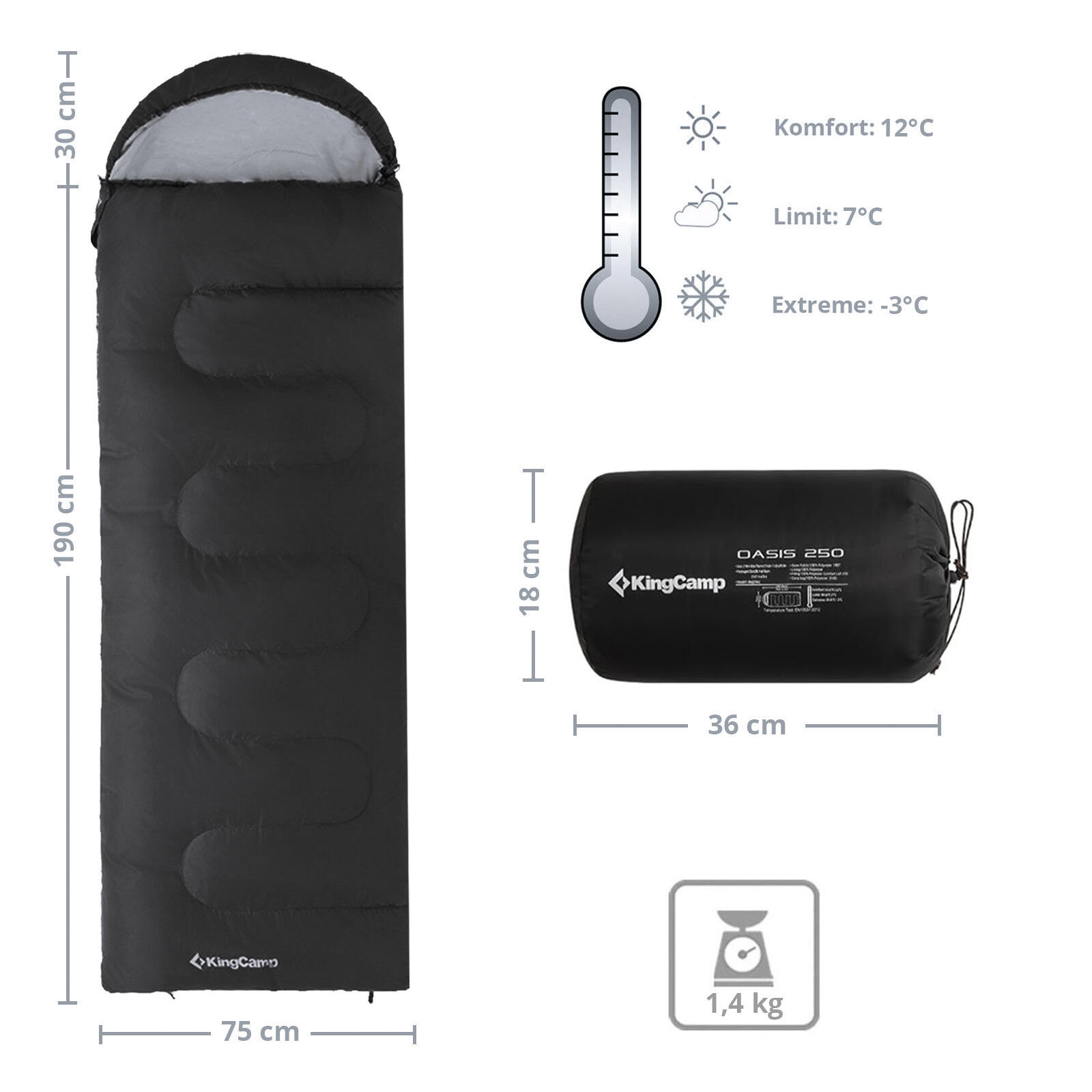 Sac de couchage d'été Oasis 250 Camping Outdoor 2,2m 12°C 2/7