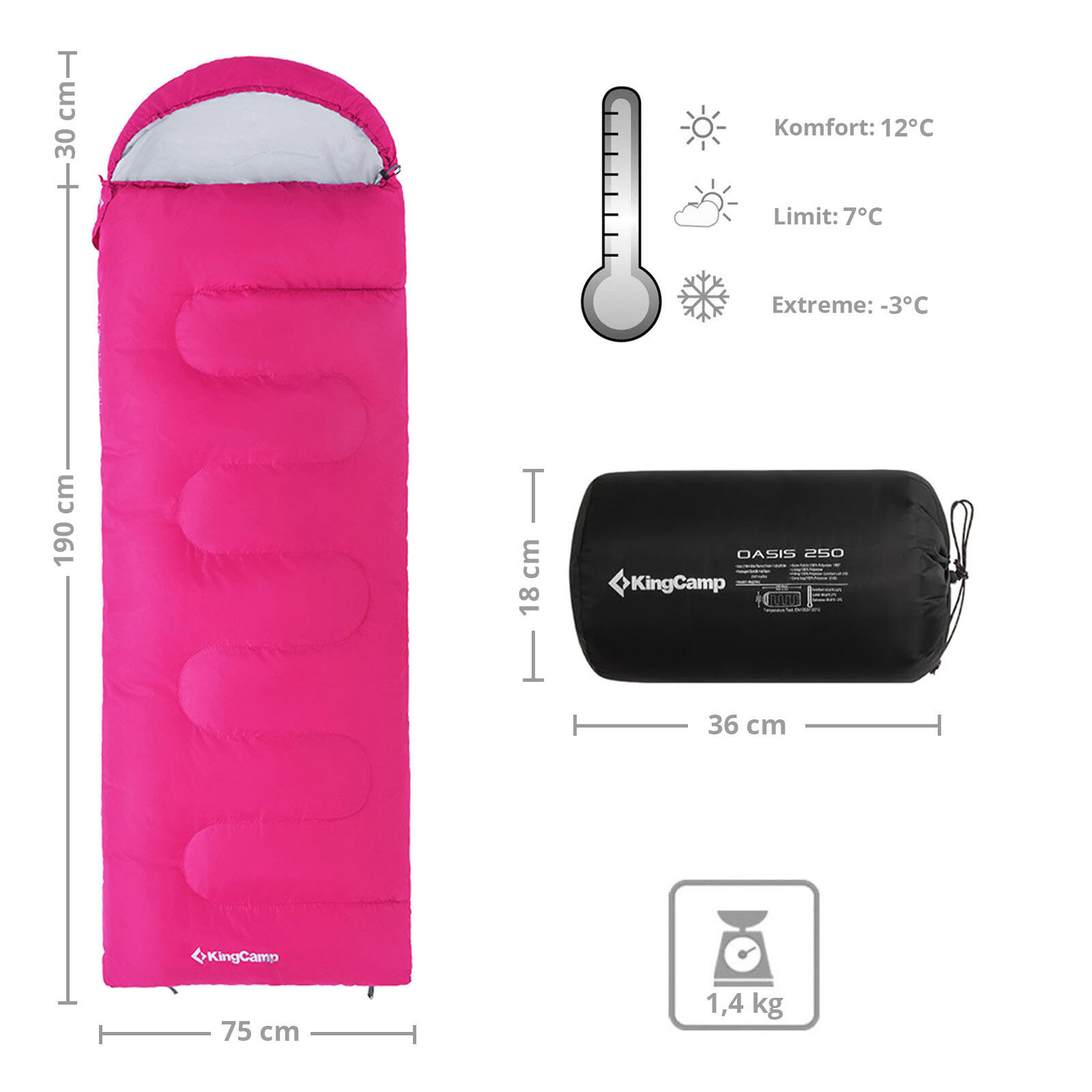 Deken slaapzak Oasis 250 Zomer Camping Outdoor 2,2m 12°C 2/7