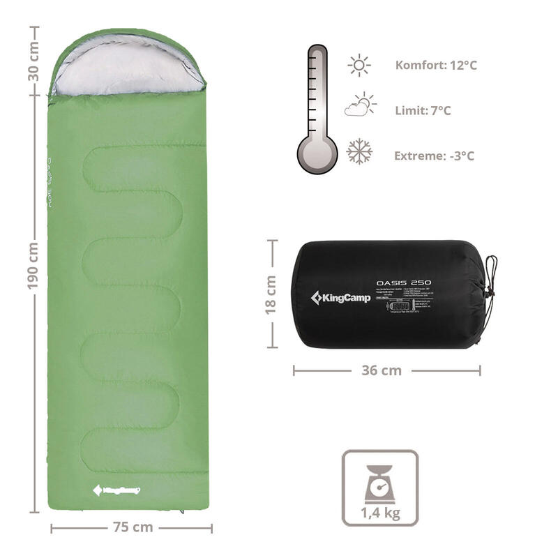 Sac de couchage d'été Oasis 250 Camping Outdoor 2,2m 12°C