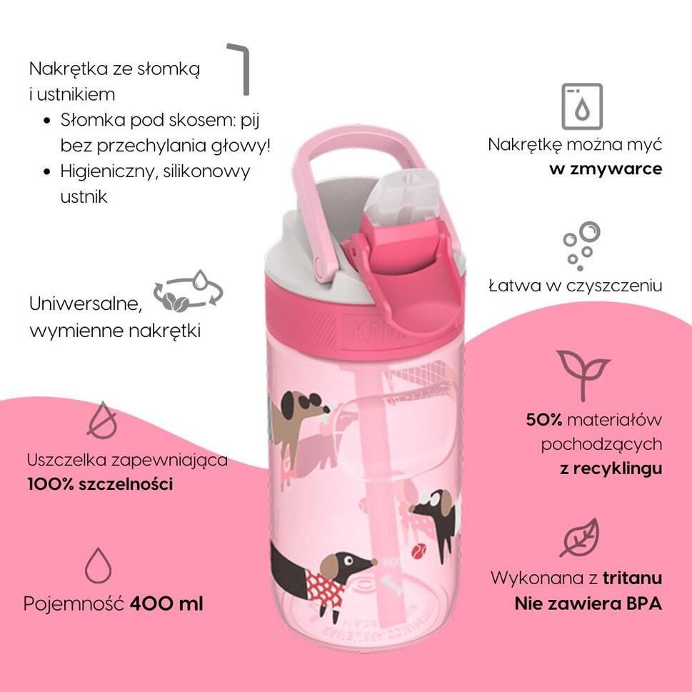 Butelka dla dzieci bidon ze słomką Kambukka Lagoon 400ml - Diva Dogs