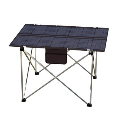 Tavolo Pieghevole Portatile con Pannello Solare 60W Inuitz – Energia ovunque