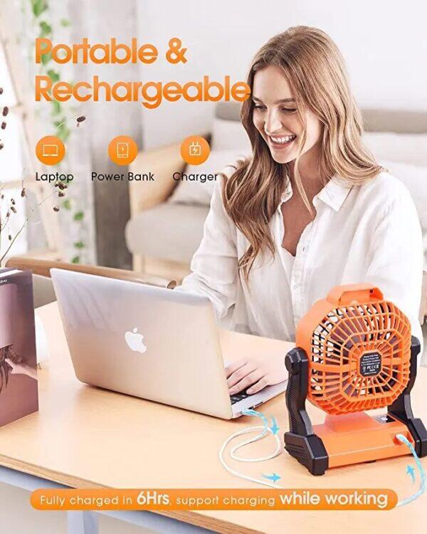 Ventilador Recargable Outdoor Inuitz con Luz y Batería para Camping 5/5