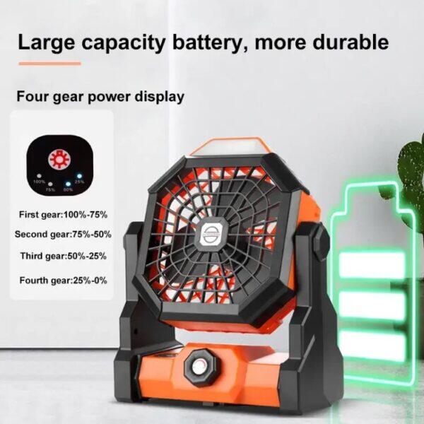 Ventilador Recargable Outdoor Inuitz con Luz y Batería para Camping 2/5