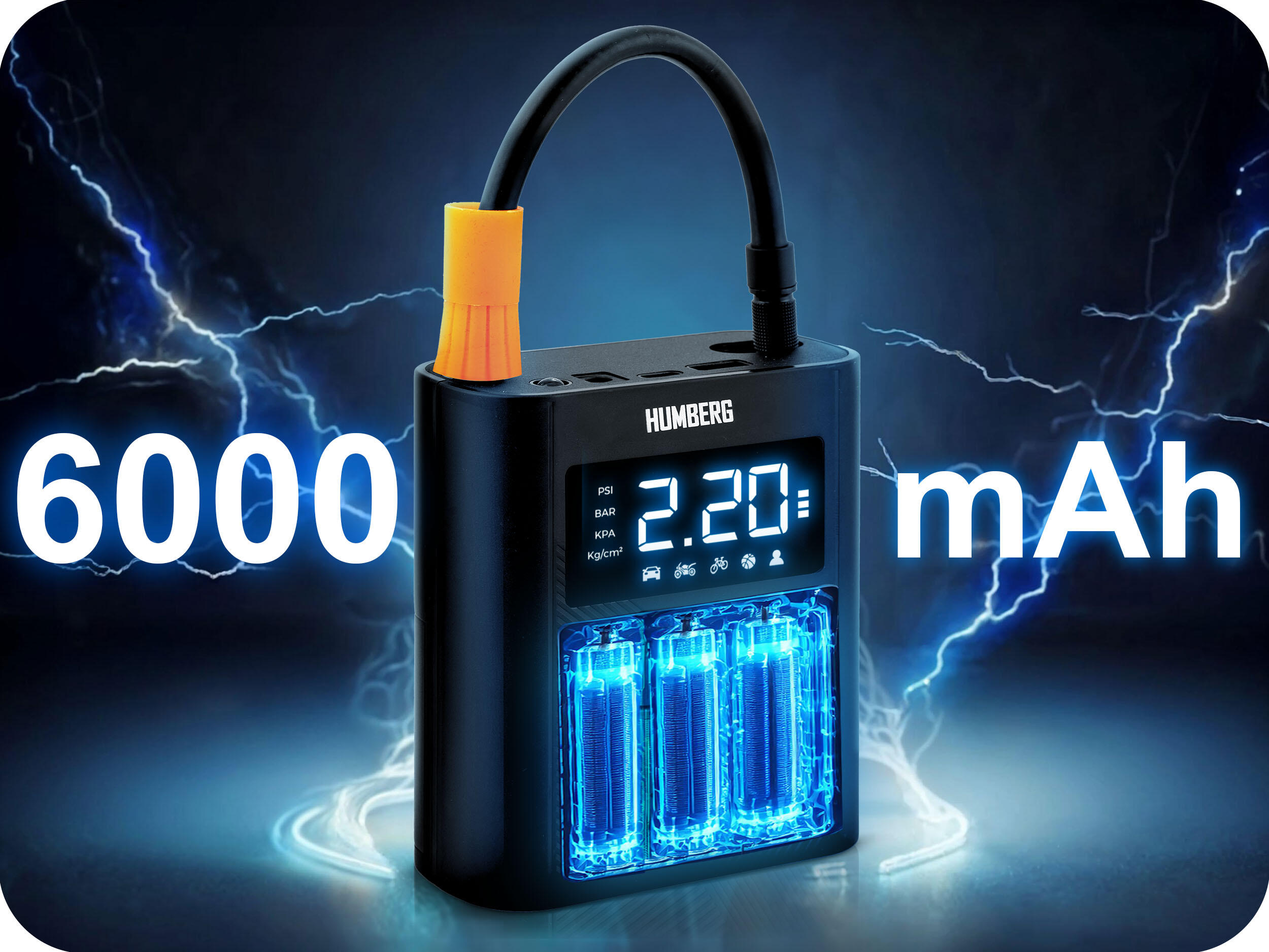 Pompka elektryczna bezprzewodowa mini kompresor 12V Humberg HM-252 6/7