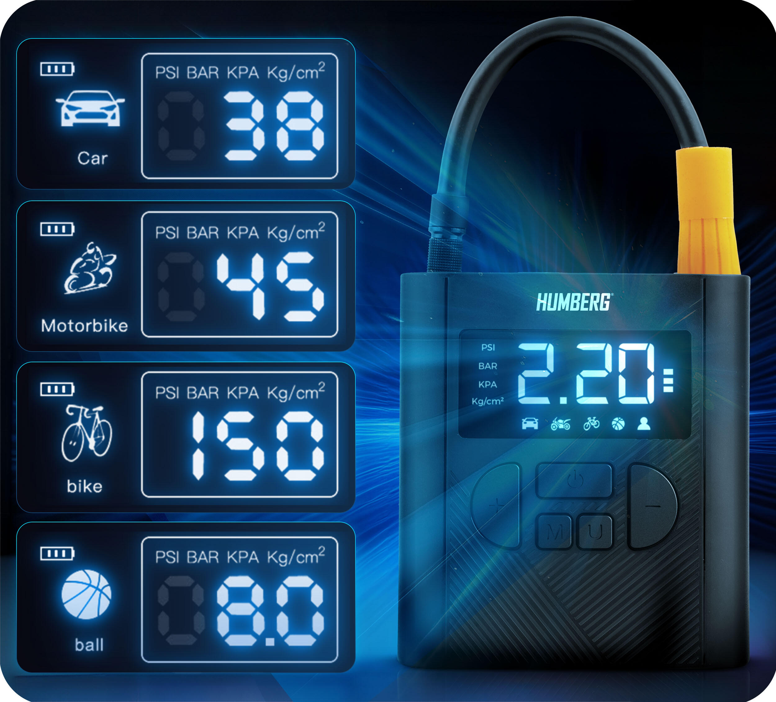 Pompka elektryczna bezprzewodowa mini kompresor 12V Humberg HM-252 5/7