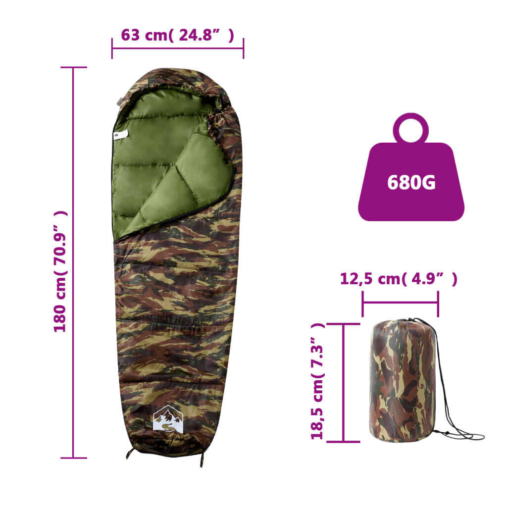 Saco de dormir tipo momia de camping para adultos 3 estaciones 5/6