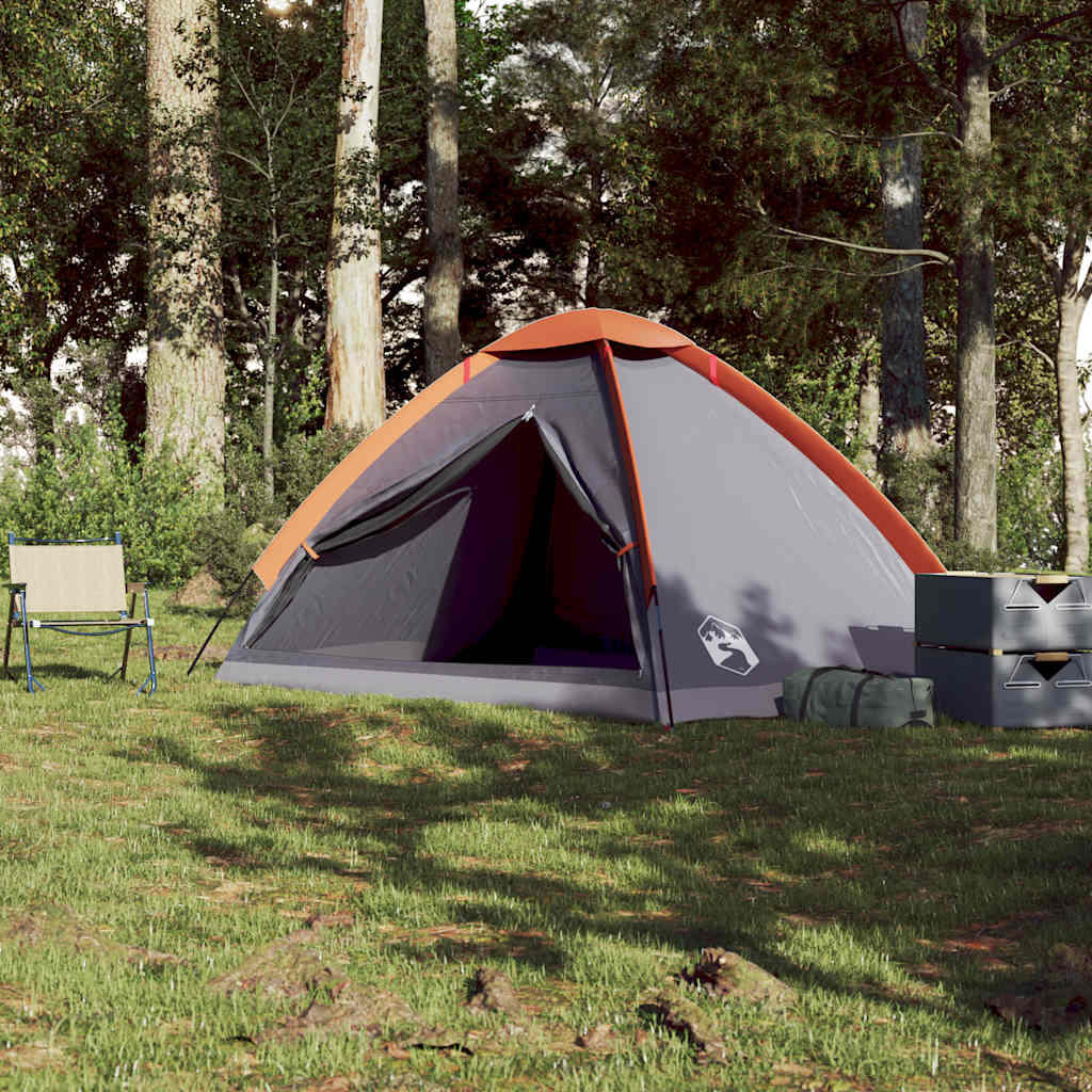 Tente dôme VidaXL 4 personnes imperméable gris et orange 4/7