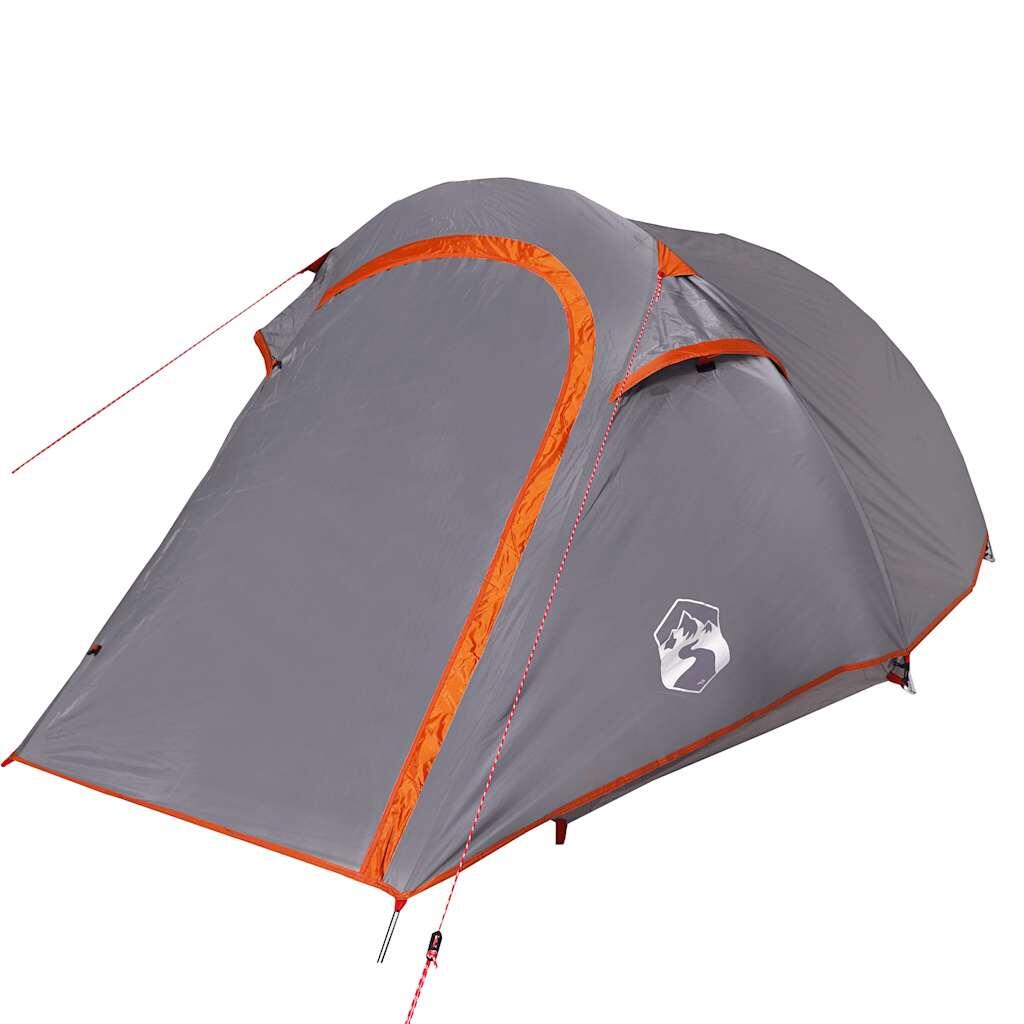 VidaXL Tunnelzelt 2-Personen wasserdicht grau und orange 5/7