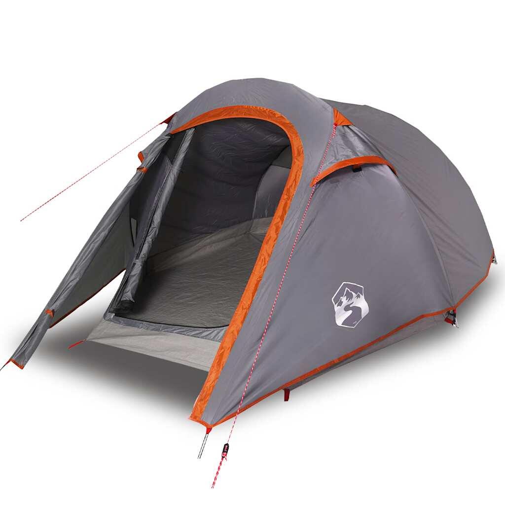 VidaXL Tunnelzelt 2-Personen wasserdicht grau und orange 4/7
